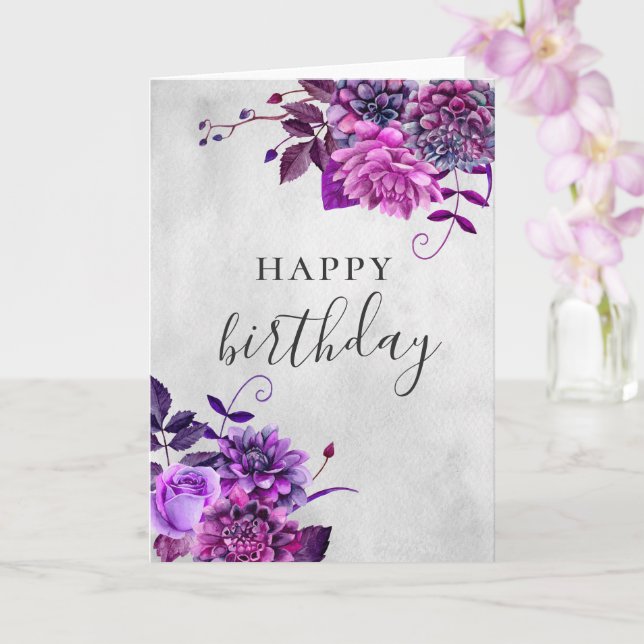 Herzlichen Glückwunsch zum Geburtstag. Lila Linde Karte (Orchidee)