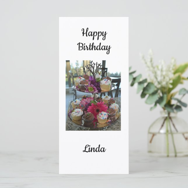 Herzlichen Glückwunsch zum Geburtstag Linda Karte (Stehend Vorderseite)