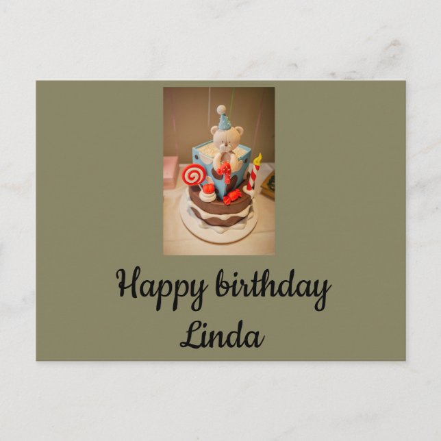 Herzlichen Glückwunsch zum Geburtstag Linda Postkarte (Vorderseite)