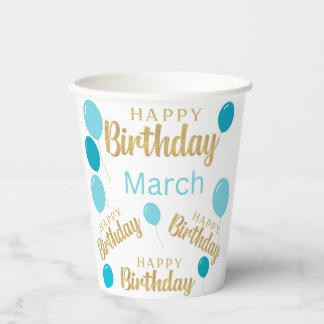 Herzlichen Glückwunsch zum Geburtstag März Geburts Pappbecher