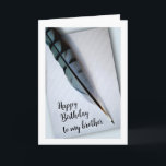 Herzlichen Glückwunsch zum Geburtstag meiner Broth Karte<br><div class="desc">Ein Single blauer Jay-Feder auf Notenpapier mit dem Drehbuch "Happy Birthday to my Bruders" schmückt diese Glückwunschkarte zum Geburtstag. Passen Sie das Cover und die Innenseite an,  wie Sie es vor dem Auschecken wünschen. Art,  Bild und Vers Copyright © Shoaff Ballanger Studios.</div>