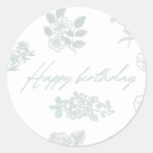 Herzlichen Glückwunsch zum Geburtstag mit floralem Runder Aufkleber