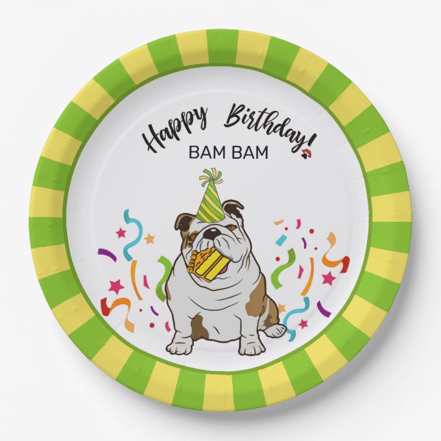 Herzlichen Glückwunsch zum Geburtstag mit Ihrem Bu Pappteller (Vorderseite)