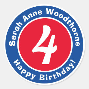 Herzlichen Glückwunsch zum Geburtstag mit Name & A Runder Aufkleber