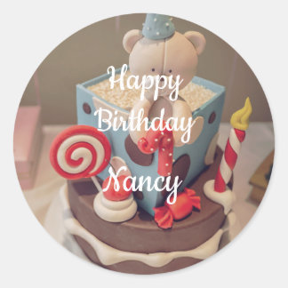 Herzlichen Glückwunsch zum Geburtstag Nancy Runder Aufkleber