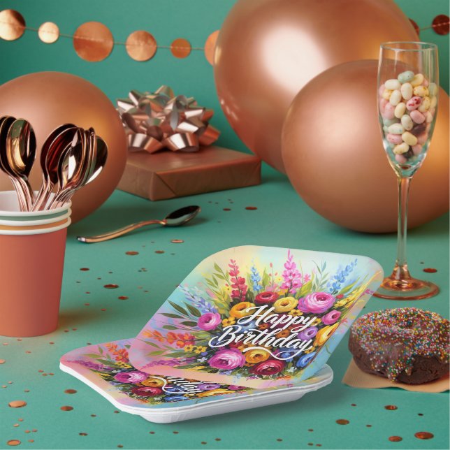Herzlichen Glückwunsch zum Geburtstag Pappteller (Multi)