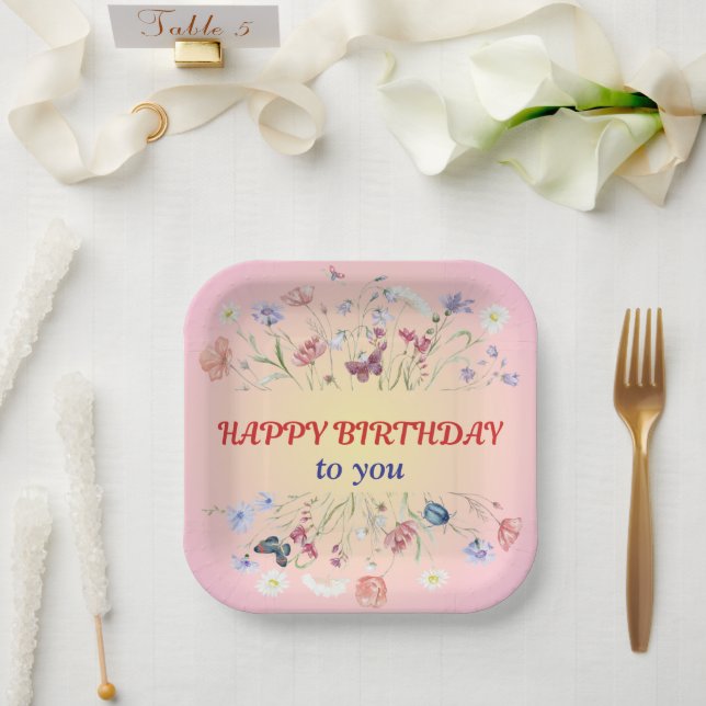 Herzlichen Glückwunsch zum Geburtstag Pappteller (Hochzeit)