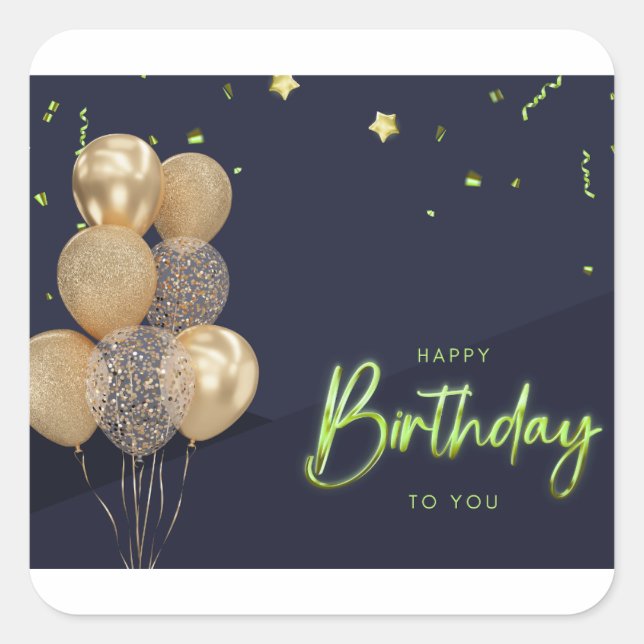 Herzlichen Glückwunsch zum Geburtstag! Quadratischer Aufkleber (Vorderseite)