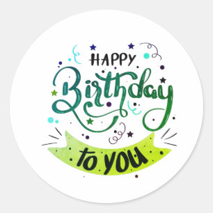 Herzlichen Glückwunsch zum Geburtstag! Runder Aufkleber