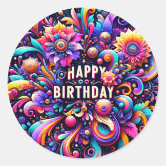 Herzlichen Glückwunsch zum Geburtstag Runder Aufkleber