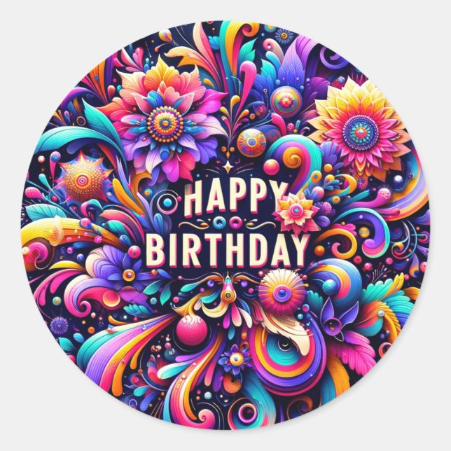 Herzlichen Glückwunsch zum Geburtstag Runder Aufkleber (Vorderseite)