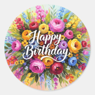Herzlichen Glückwunsch zum Geburtstag Runder Aufkleber