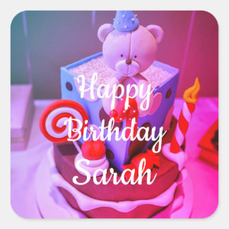 Herzlichen Glückwunsch zum Geburtstag Sarah Quadratischer Aufkleber
