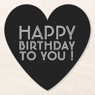 "Herzlichen Glückwunsch zum Geburtstag!" Schwarz u Untersetzer