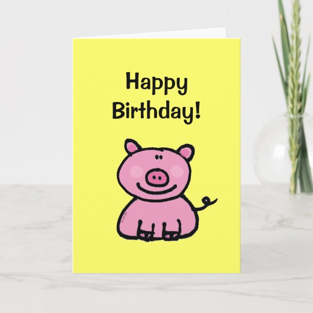 Herzlichen Glückwunsch zum Geburtstag! (schwein) Karte (Vorderseite)