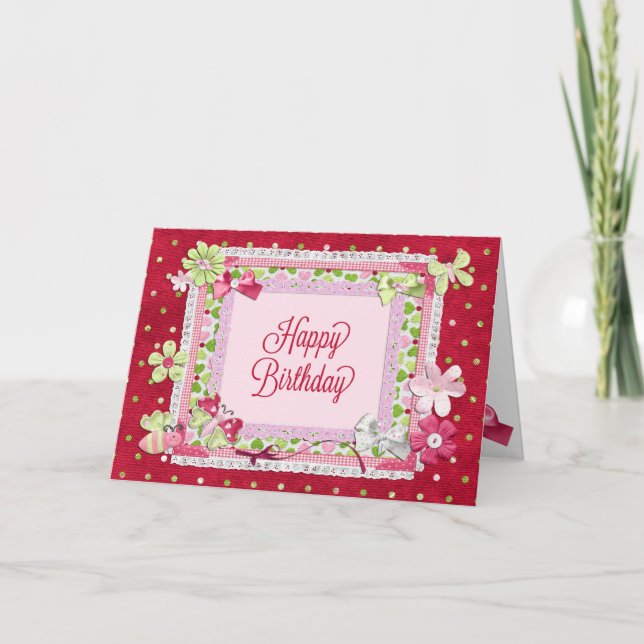 Herzlichen Glückwunsch zum Geburtstag Scrapbooking Karte (Vorderseite)