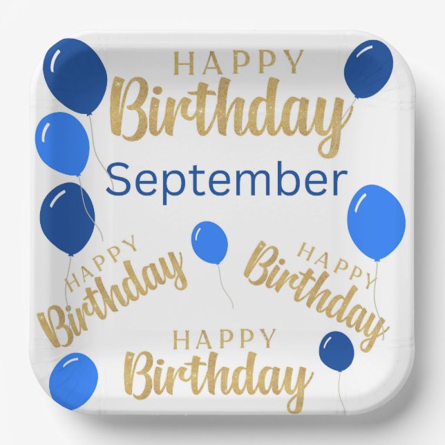 Herzlichen Glückwunsch zum Geburtstag September Ge Pappteller (Vorderseite)