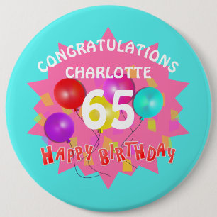 Herzlichen Glückwunsch zum Geburtstag Spaß 65. M Button