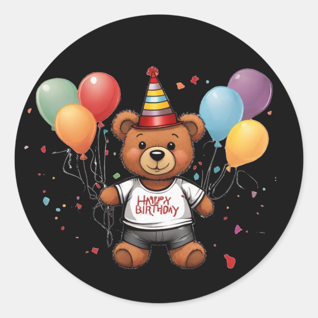 Herzlichen Glückwunsch zum Geburtstag Teddybär Runder Aufkleber (Vorderseite)