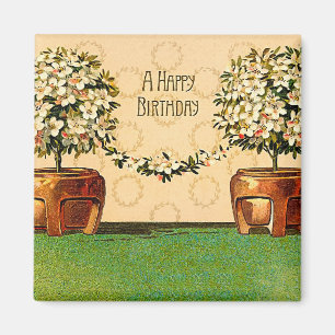 Herzlichen Glückwunsch zum Geburtstag Vintag blühe Magnet