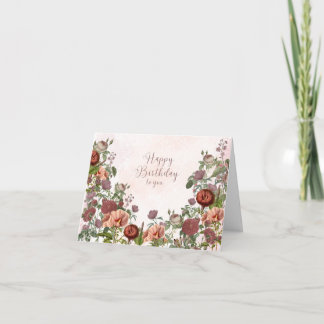 Herzlichen Glückwunsch zum Geburtstag Vintage Rose Karte