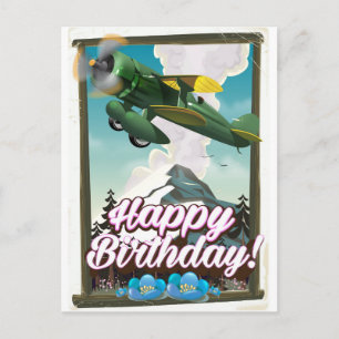 Herzlichen Glückwunsch zum Geburtstag Vintages Flu Postkarte