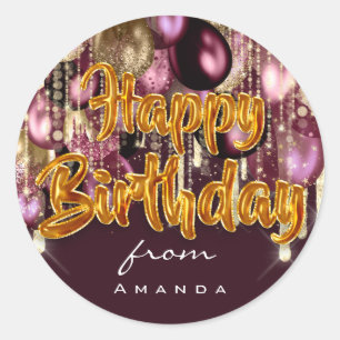 Herzlichen Glückwunsch zum Geburtstag von Burgund Runder Aufkleber