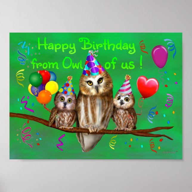 Herzlichen Glückwunsch zum Geburtstag von Owl von  Poster (Vorne)
