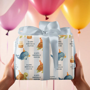 Herzlichen Glückwunsch zum Geburtstag, Whale & Tur Geschenkpapier