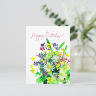 Herzlichen Glückwunsch zum Geburtstag, Wildblumen  Postkarte
