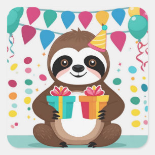 Herzlichen Glückwunsch zum Geburtstag zum Niedlich Quadratischer Aufkleber