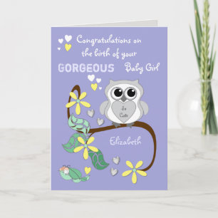 Herzlichen Glückwunsch zum neuen Baby Mädchen lila Karte