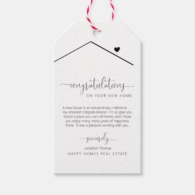 Herzlichen Glückwunsch zum neuen Zuhause Realtor-G Geschenkanhänger (Vorderseite)