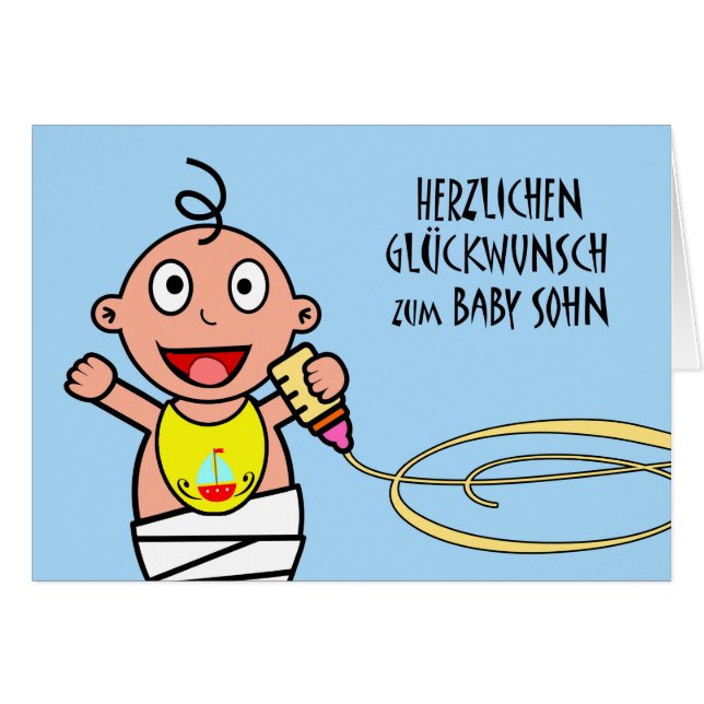 Herzlichen glückwunsch zum sohn, carte allemande (Devant horizontal)