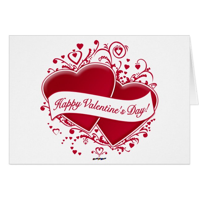 Herzlichen Glückwunsch zum Valentinstag! Rote Herz (Vorderseite (Horizontal))