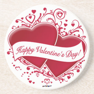 Herzlichen Glückwunsch zum Valentinstag! Rote Herz Getränkeuntersetzer