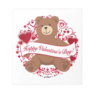 Herzlichen Glückwunsch zum Valentinstag! Teddybär Notizblock