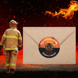 Herzlichen Glückwunsch zur Firefighter Flames Clas Runder Aufkleber