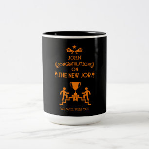 Herzlichen Glückwunsch zur neuen Aufgabe Zweifarbige Tasse