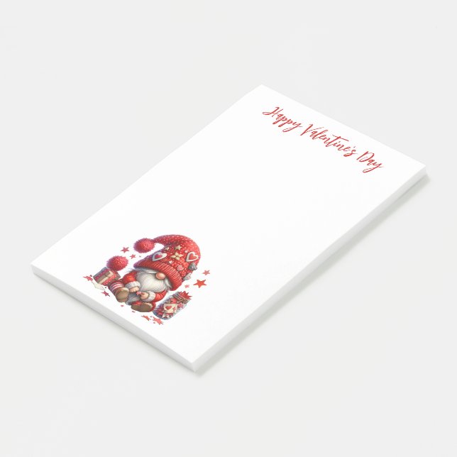 Herzlicher Gnome: Valentinstag Freude Post-it Klebezettel (angewinkelt)