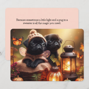 Herzlicher Herbst-Mops-Grußkarte Feiertagskarte