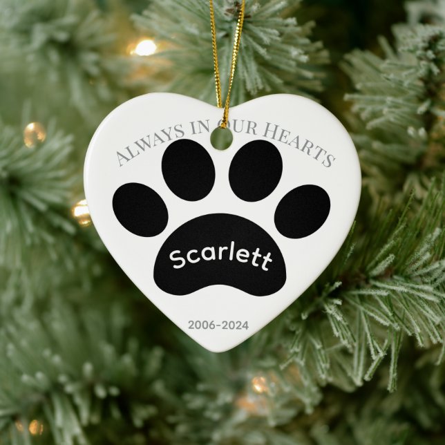 Herzlicher Schwarz-Weiß-Pfotenabdruck-Tribut Keramik Ornament (Baum)
