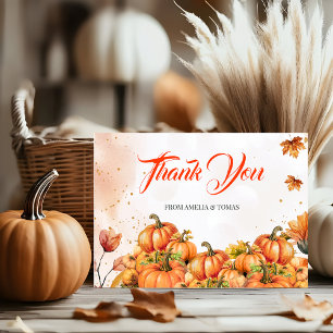Herzliches Gold Orange Aquarell Kürbis Herbst Baby Dankeskarte