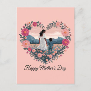 Herzliches Muttertagsdesign: Mama und Kind Postkarte