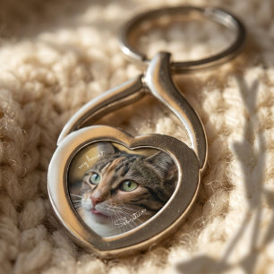 Herzliches silbernes Katzen-Gedenk-Geschenk zur An Schlüsselanhänger