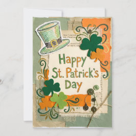 Herzliches Vintage-Scrapbook-Collage St. Patrick Feiertagskarte