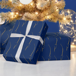 Herzlink, Gold auf tiefes Saphir-Papier Geschenkpapier