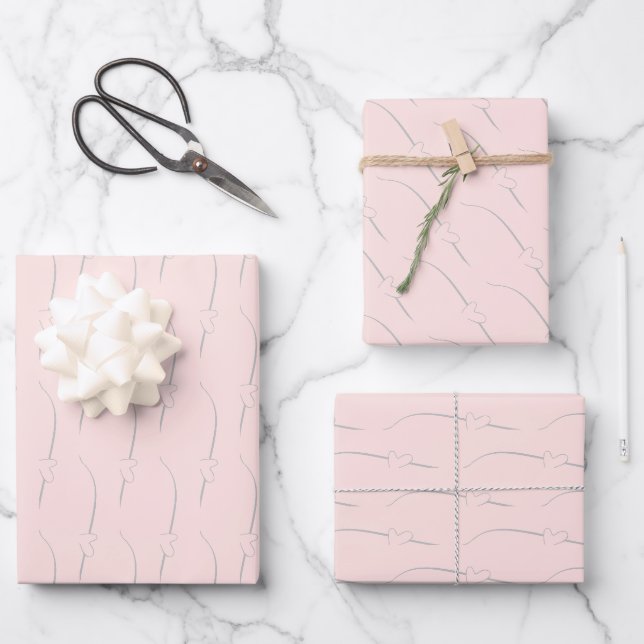 Herzlink zur Misty Rose Wedding Verlobung Geschenkpapier Set (Vorderseite)