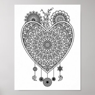 Herzmandala Adult Farbe Doodle Farbe diese Poster