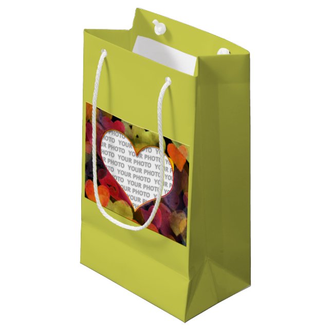 Herzmini Frame I + Ihr Foto & Ihre Ideen Kleine Geschenktüte (Vorderseite Schrägansicht)